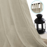 PrimeBeau Natural Linen Mix Tab Top Curtains, Light Filtering Panels (Set of 2)