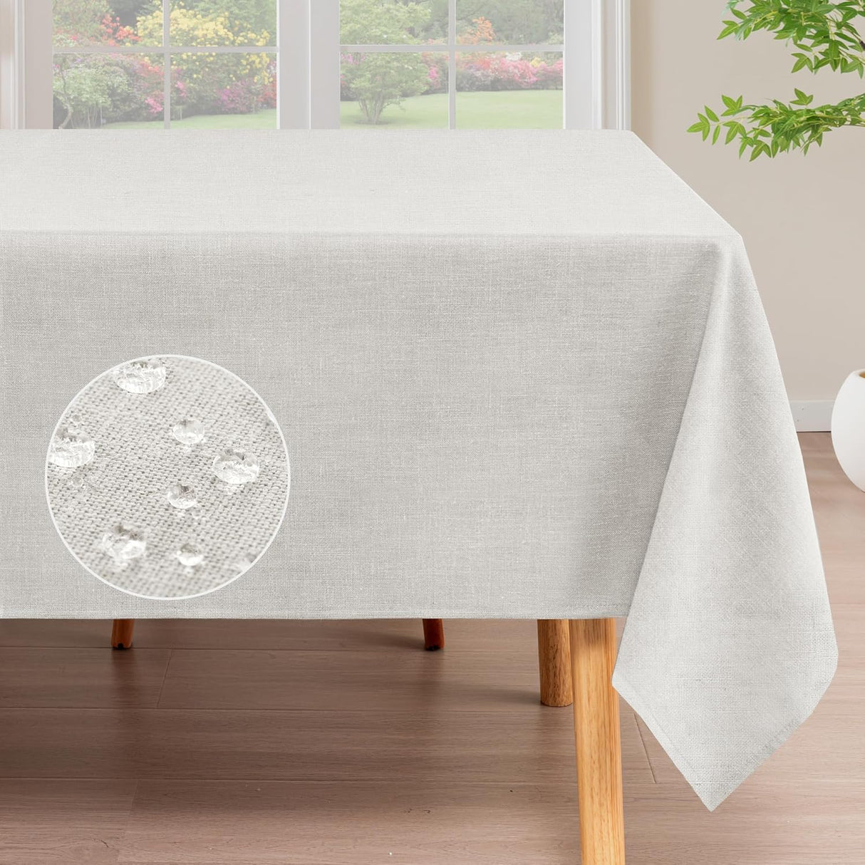 H.Versailtex Linen Textured Table Cloths Premium Solid Tablecloth Spill-Proof Waterproof Table Cover