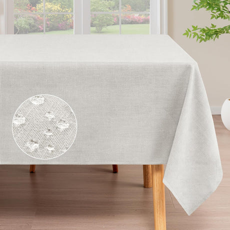 H.Versailtex Linen Textured Table Cloths Premium Solid Tablecloth Spill-Proof Waterproof Table Cover