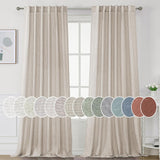 H.Versailtex Natural Linen Tab Loop Pocket Semi Sheer Light Filtering Curtains