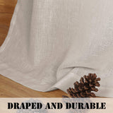 PrimeBeau Natural Linen Mix Tab Top Curtains, Light Filtering Panels (Set of 2)