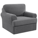 PrimeBeau 2 Pieces Chair Covers for Armchair &Oversize Armchair  Covers for Living Room Furniture Cover Suit for T Cushion/Box Cushion, Spandex Jacquard Fabric Small Checks