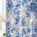 PrimeBeau 100% Blackout Curtains Vintage Floral Printed Drapes (Set of 2 Panels), Blue and Wheat