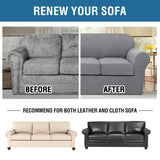 H.VERSAILTEX 4 Piece Stretch Sofa Covers for 3 Cushion Couch Covers for Living Room Furniture Slipcovers (Base Cover Plus 3 Seat Cushion Covers) Upgraded Thicker Jacquard Fabric (Sofa, Dove)