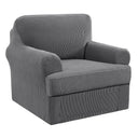 PrimeBeau 2 Pieces Chair Covers for Armchair &Oversize Armchair  Covers for Living Room Furniture Cover Suit for T Cushion/Box Cushion, Spandex Jacquard Fabric Small Checks