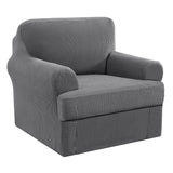 PrimeBeau 2 Pieces Chair Covers for Armchair &Oversize Armchair  Covers for Living Room Furniture Cover Suit for T Cushion/Box Cushion, Spandex Jacquard Fabric Small Checks