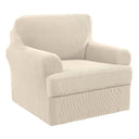 PrimeBeau 2 Pieces Chair Covers for Armchair &Oversize Armchair  Covers for Living Room Furniture Cover Suit for T Cushion/Box Cushion, Spandex Jacquard Fabric Small Checks