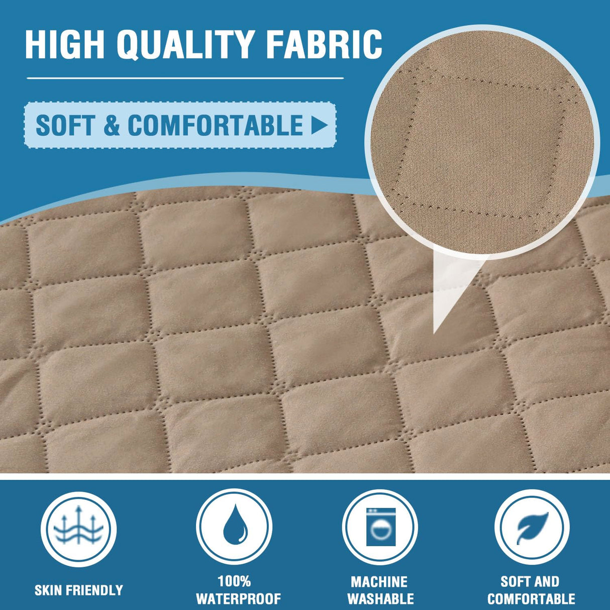 PrimeBeau 100% Waterproof Sectional Couch Covers 2-Piece Couch Cover L Shape Sofa Covers Washable for Dogs Non Slip (Loveseat）