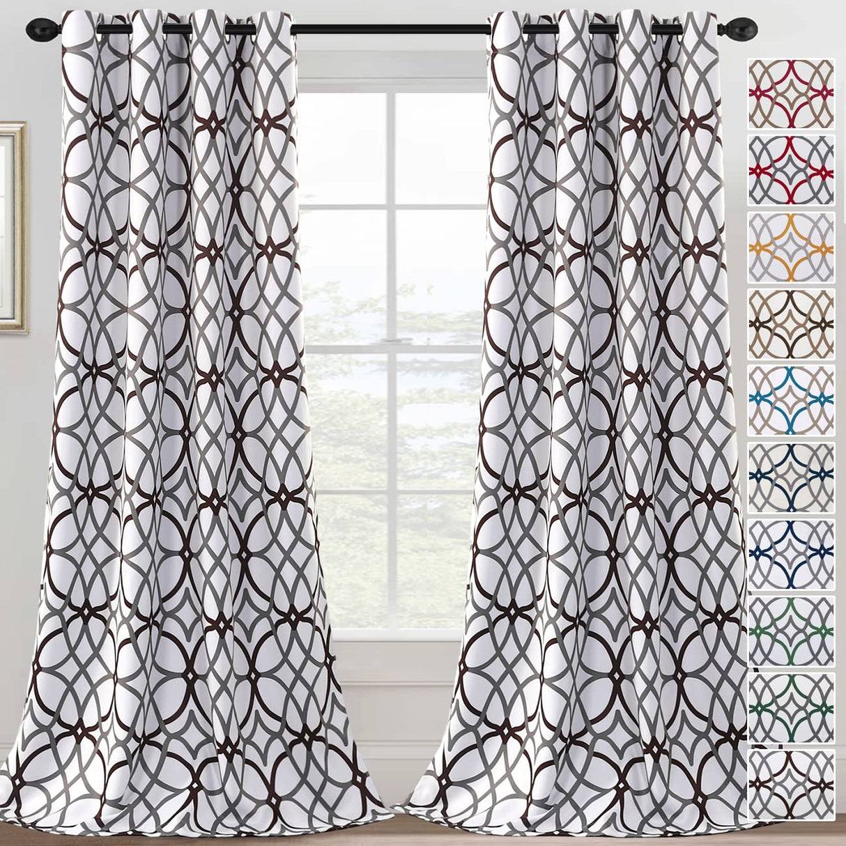 PrimeBeau GEO Pattern Blackout Curtains 2 Panels Set