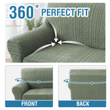 H.VERSAILTEX 2024 Newest Jacquard Couch Covers for 3 Cushion Couch 1 Piece Stretch Sofa Covers Furniture Protector Anti-Slip Soft Thickened Dogs Slipcovers Washable Spiral Pattern(Sofa, Sea Grass)