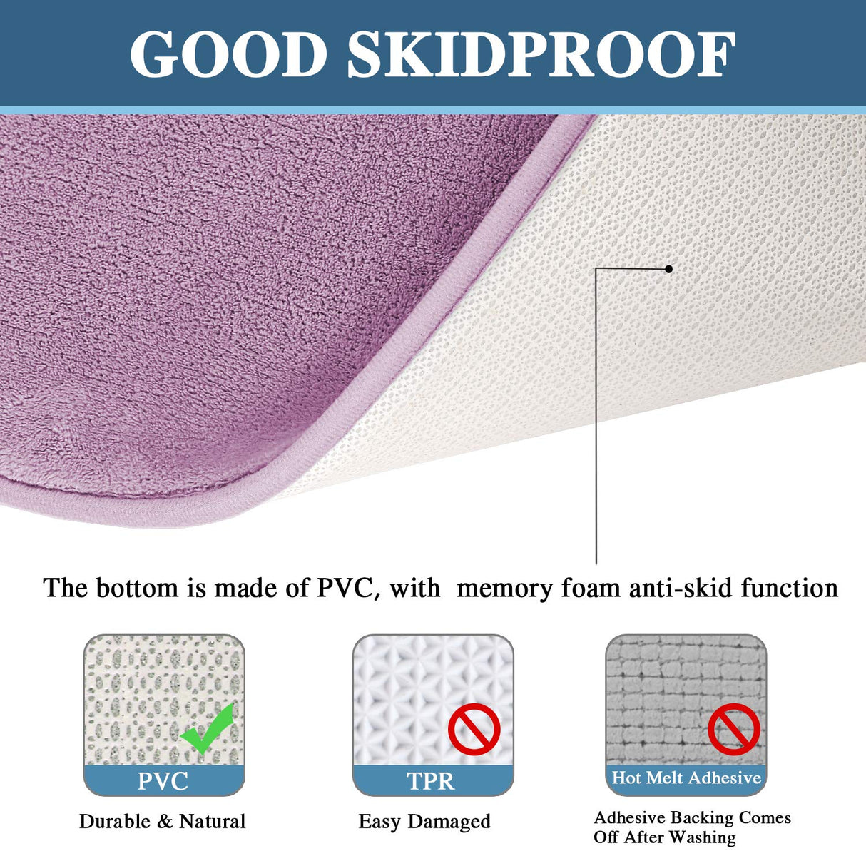 PrimeBeau Luxurious Memory Foam Bath Mat, Flannel Velvety Bath Mat Luxury Extra Soft and Absorbent Non Slip Rugs(Set of 2)