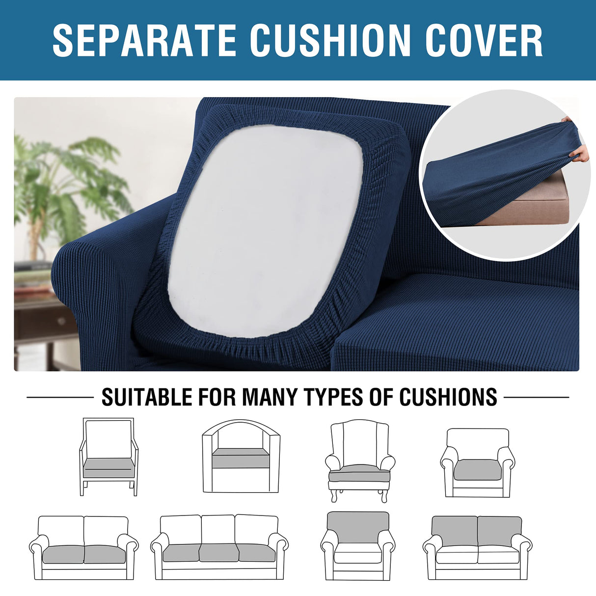 PrimeBeau Thicker Jacquard Fabric 3 Pieces Loveseat & Oversize Loveseat Covers for 2 Cushion Sofa Couch Slipcovers (Base Cover Plus 2 Seat Cushion Covers)