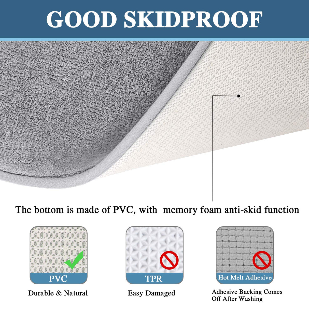 PrimeBeau Luxurious Memory Foam Bath Mat, Flannel Velvety Bath Mat Luxury Extra Soft and Absorbent Non Slip Rugs(Set of 2)