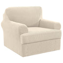 PrimeBeau 2 Pieces Chair Covers for Armchair &Oversize Armchair  Covers for Living Room Furniture Cover Suit for T Cushion/Box Cushion, Spandex Jacquard Fabric Small Checks