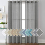 PrimeBeau Faux Linen Grommet Sheer Curtains - Set of 2 Panels 52 Series Long