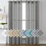 PrimeBeau Faux Linen Grommet Sheer Curtains - Set of 2 Panels 52 Series Long