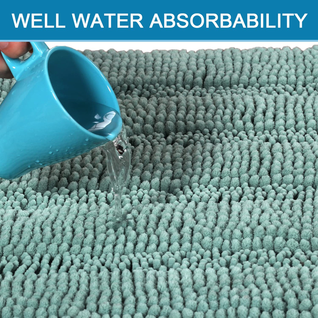 PrimeBeau Luxury Chenille Striped Bath Mats Set | Ultra Thick & Absorbent Non Slip Rugs 20“ x 32"