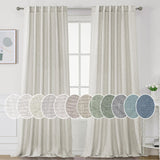 PrimeBeau Natural Linen Curtains 2 Panels Back Tab Loop Pocket Boho Sheer Curtain