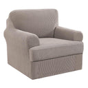 PrimeBeau 2 Pieces Chair Covers for Armchair &Oversize Armchair  Covers for Living Room Furniture Cover Suit for T Cushion/Box Cushion, Spandex Jacquard Fabric Small Checks