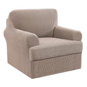 PrimeBeau 2 Pieces Chair Covers for Armchair &Oversize Armchair  Covers for Living Room Furniture Cover Suit for T Cushion/Box Cushion, Spandex Jacquard Fabric Small Checks