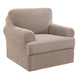 PrimeBeau 2 Pieces Chair Covers for Armchair &Oversize Armchair  Covers for Living Room Furniture Cover Suit for T Cushion/Box Cushion, Spandex Jacquard Fabric Small Checks