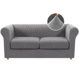 PrimeBeau 3 Pieces Chesterfield Loveseat & Oversized Loveseat Covers Stretch Slip Covers, Mid Century Deep Seat Couch Cover Fit Width Up to 70"-88", Thicker Jacquard Fabric (1 base cover and 2 individual cushion covers)