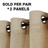 PrimeBeau Faux Linen Grommet Sheer Curtains - Set of 2 Panels 52 Series Long