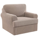 PrimeBeau 2 Pieces Chair Covers for Armchair &Oversize Armchair  Covers for Living Room Furniture Cover Suit for T Cushion/Box Cushion, Spandex Jacquard Fabric Small Checks