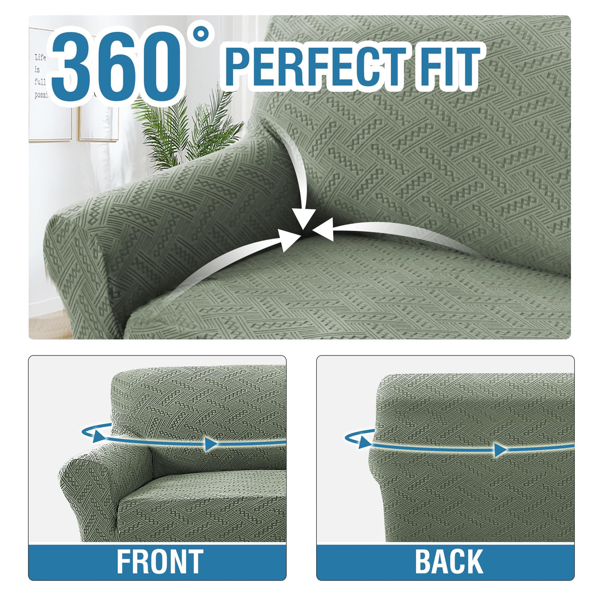 PrimeBeau Wind Bell Pattern Jacquard 1 Piece Stretch Sofa Covers Furniture Protector