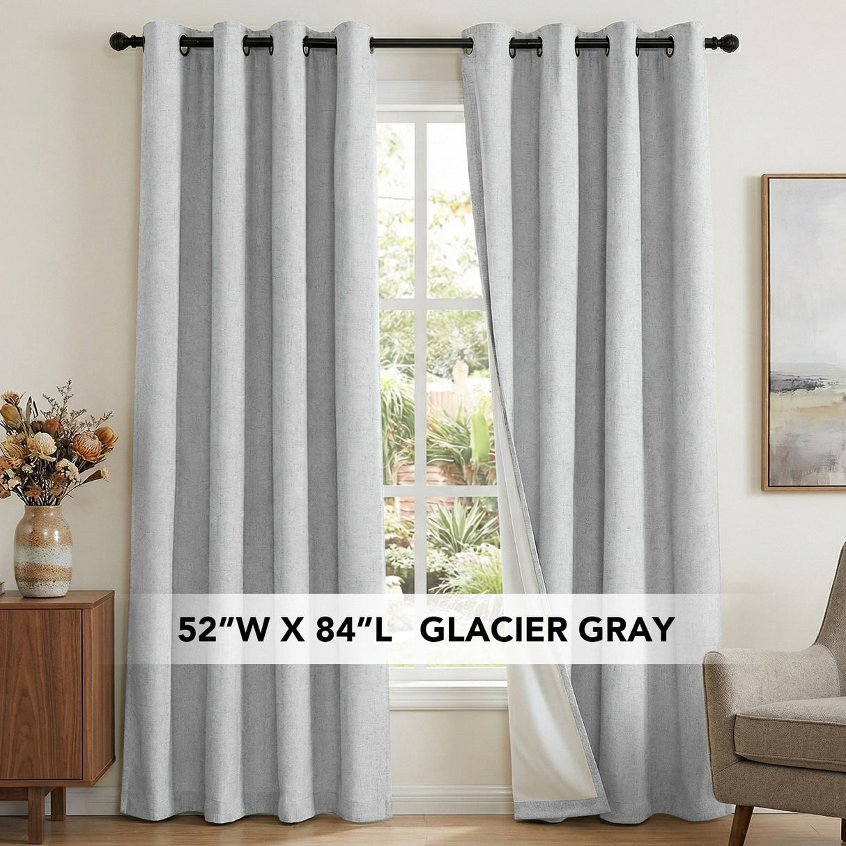 H.Versailtex Premium 100% Blackout Curtains Thermal Insulated White Liner Grommet Top Sold by 2 Panel