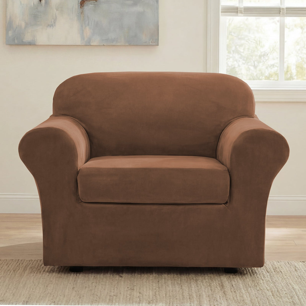 H.Versailtex Modern Velvet Plush High Stretch Sofa Slipcover with Elastic Bottom