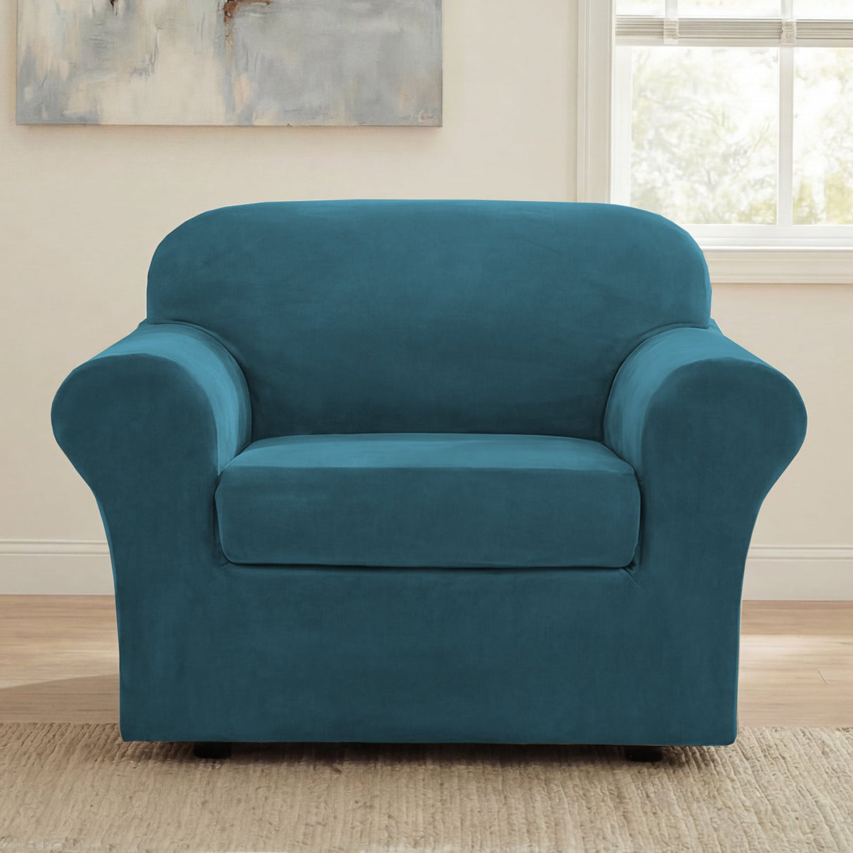 H.Versailtex Modern Velvet Plush High Stretch Sofa Slipcover with Elastic Bottom