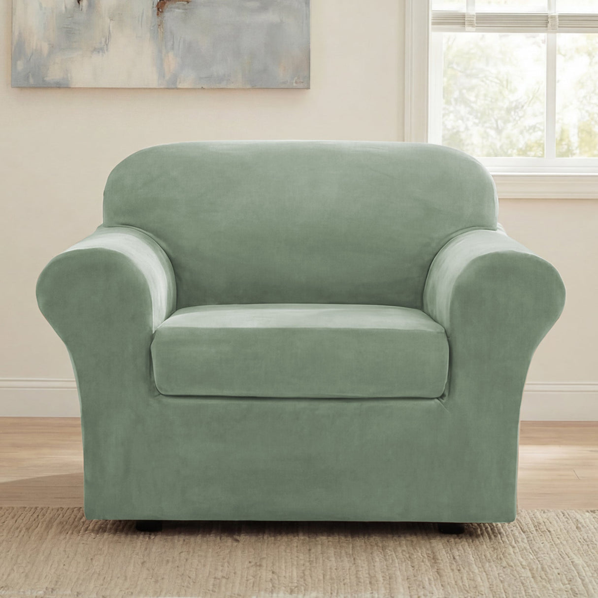 H.Versailtex Modern Velvet Plush High Stretch Sofa Slipcover with Elastic Bottom