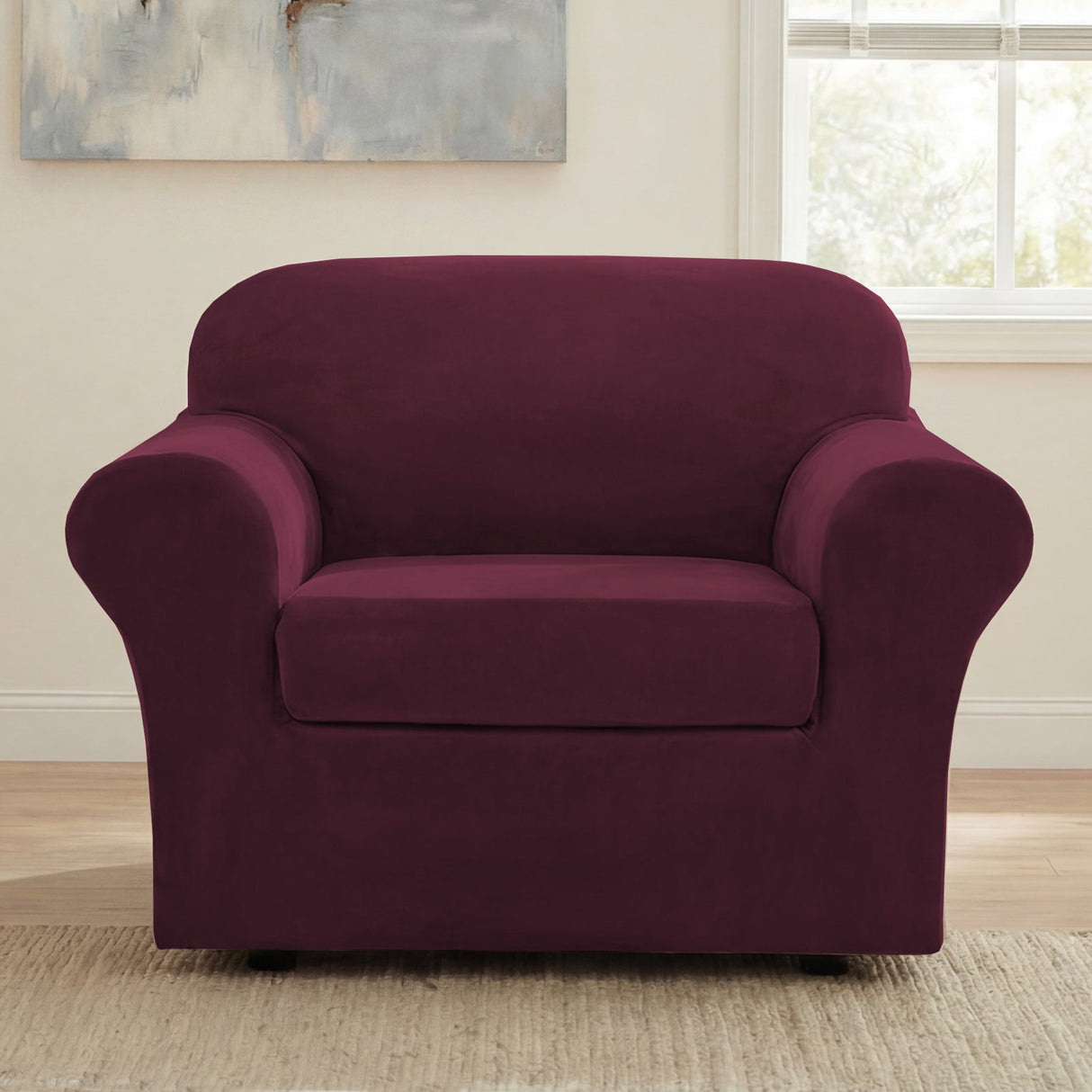 H.Versailtex Modern Velvet Plush High Stretch Sofa Slipcover with Elastic Bottom