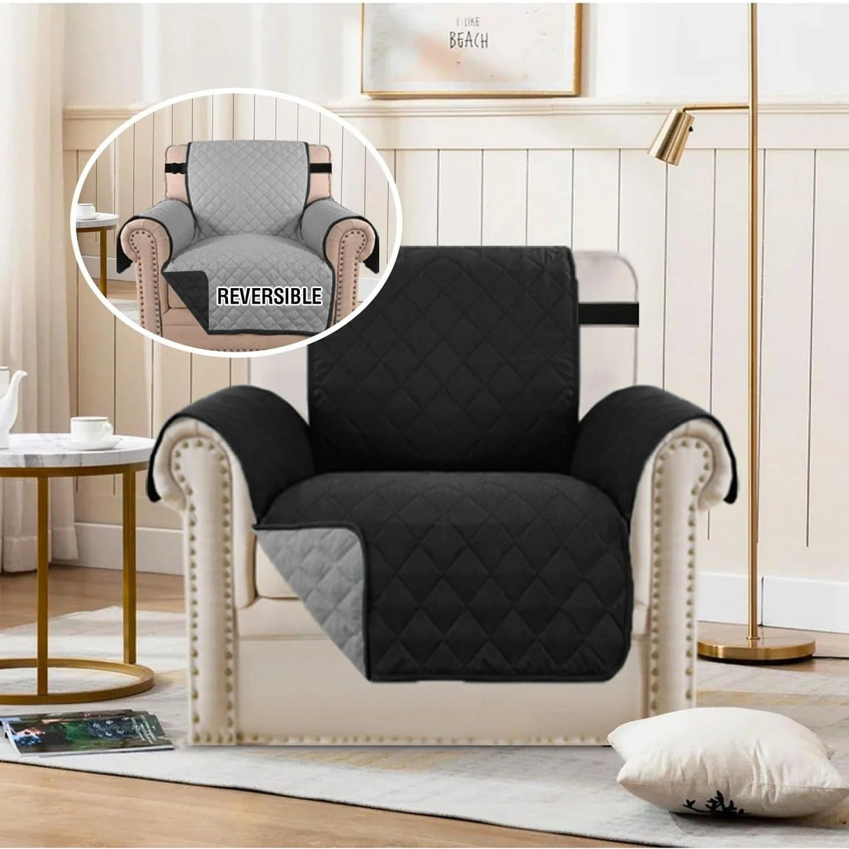 H.Versailtex Reversible Sofa Covers Water Repellent Chair Slipcover for Dogs Pets Furniture Protector