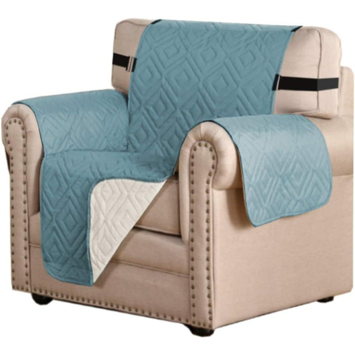 H.Versailtex Reversible Furniture Protector Anti-Slip Water Resistant 2" Elastic Straps Couch Covers