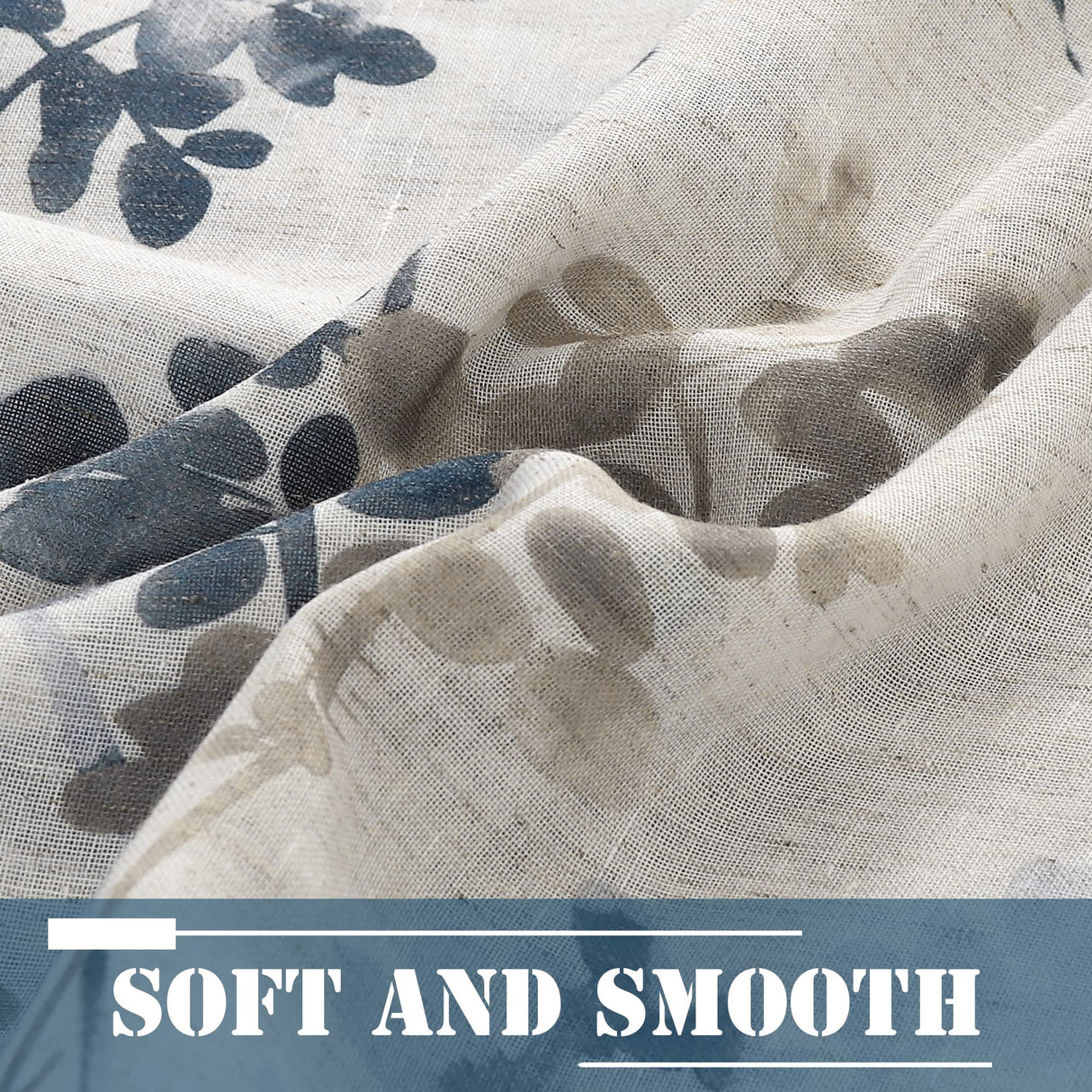 PrimeBeau Linen Sheer Tab Top Curtains Vintage Floral Print, 2 Panels