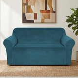 H.Versailtex 1 Piece Stretch Velvet Sofa Covers for Cushion Couch Covers with Non Slip Elastic Bottom