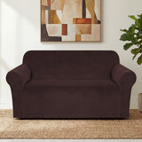 H.Versailtex 1 Piece Stretch Velvet Sofa Covers for Cushion Couch Covers with Non Slip Elastic Bottom