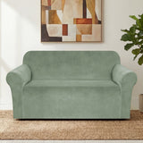 H.Versailtex 1 Piece Stretch Velvet Sofa Covers for Cushion Couch Covers with Non Slip Elastic Bottom