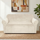 H.Versailtex 1 Piece Stretch Velvet Sofa Covers for Cushion Couch Covers with Non Slip Elastic Bottom