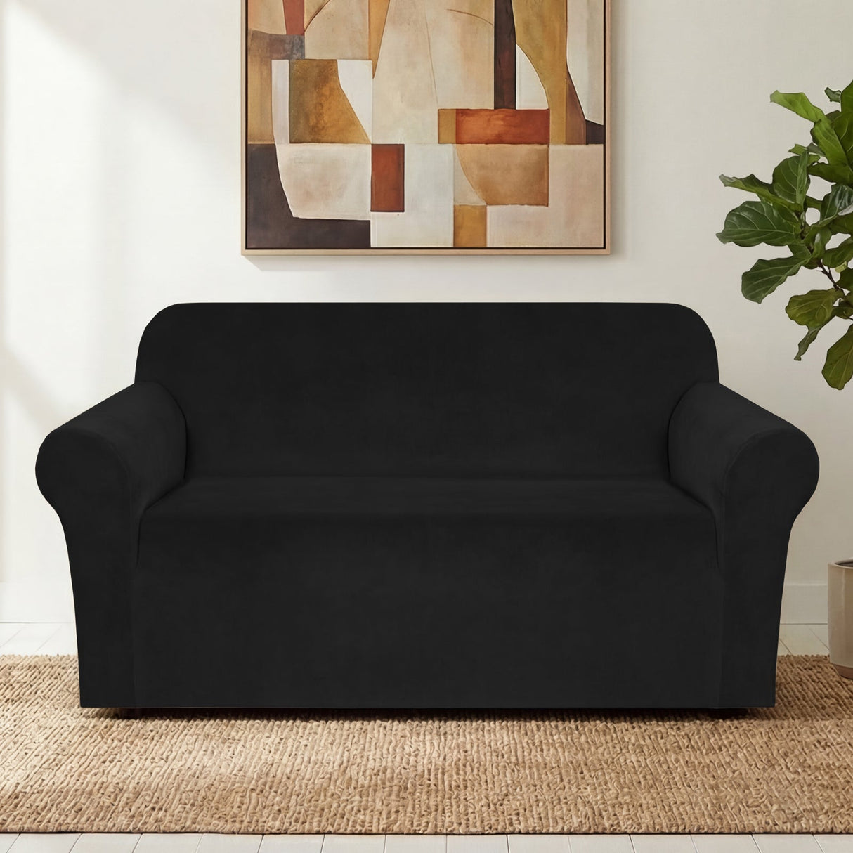 H.Versailtex 1 Piece Stretch Velvet Sofa Covers for Cushion Couch Covers with Non Slip Elastic Bottom