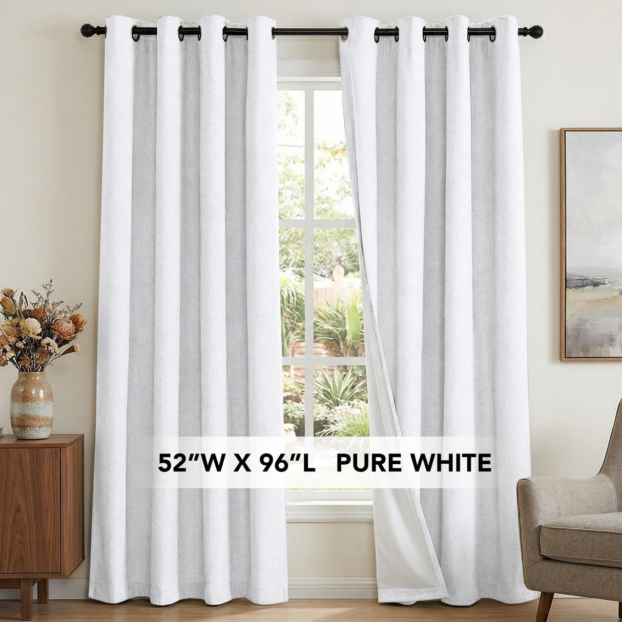 H.Versailtex Premium 100% Blackout Curtains Thermal Insulated White Liner Grommet Top Sold by 2 Panel