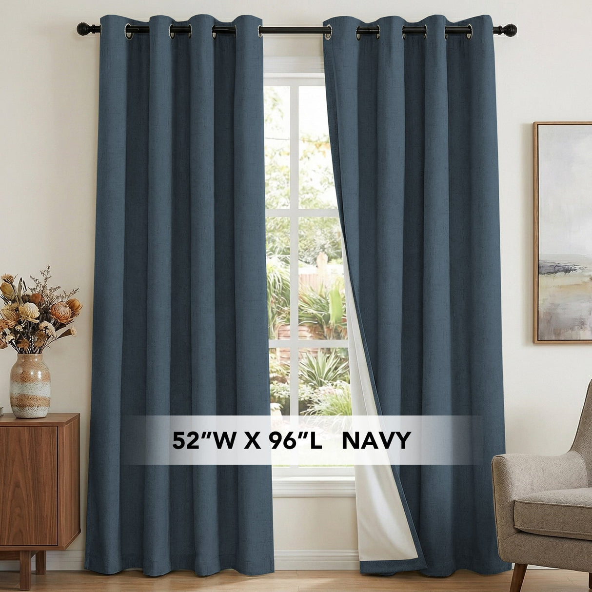 H.Versailtex Premium 100% Blackout Curtains Thermal Insulated White Liner Grommet Top Sold by 2 Panel