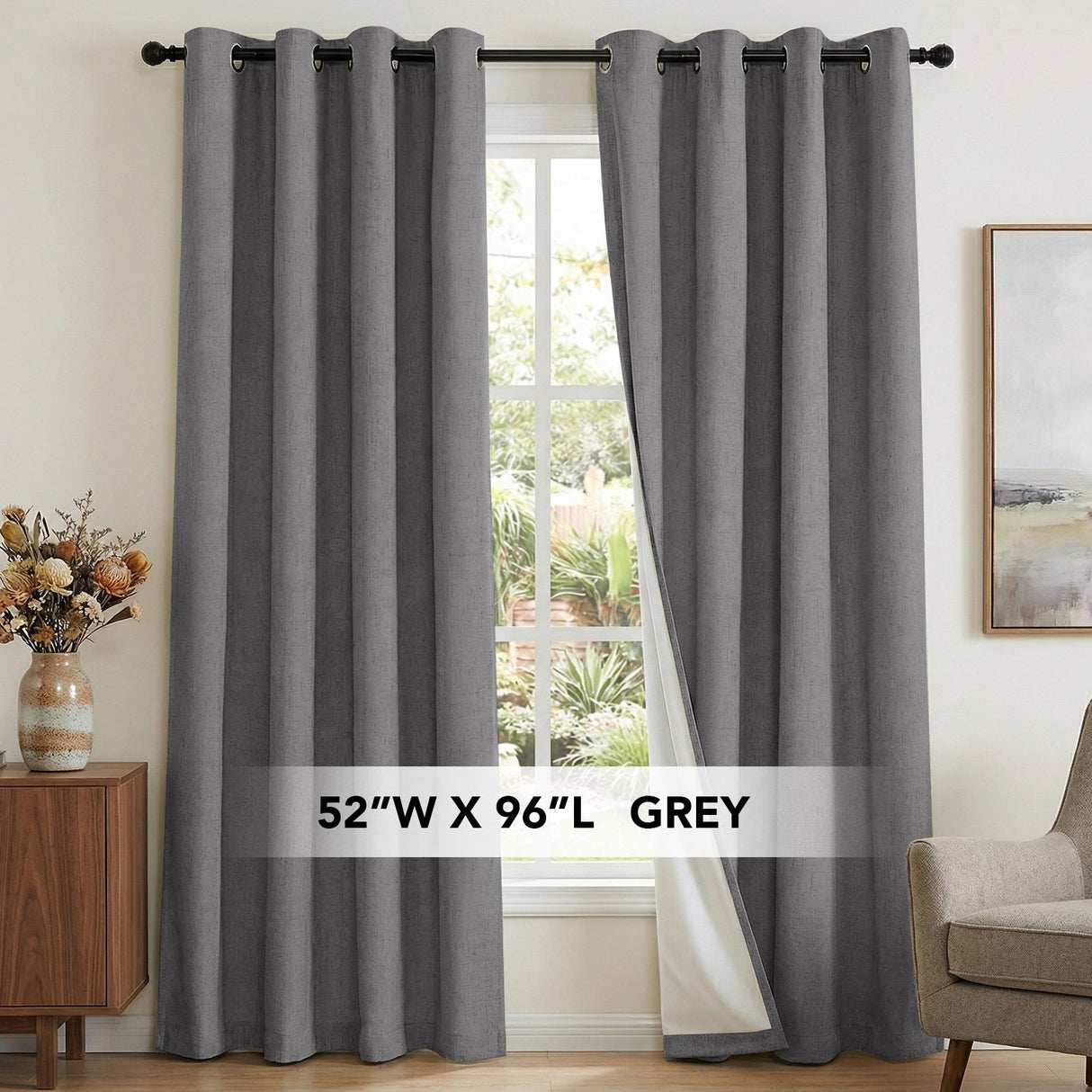 H.Versailtex Premium 100% Blackout Curtains Thermal Insulated White Liner Grommet Top Sold by 2 Panel