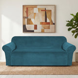 H.Versailtex 1 Piece Stretch Velvet Sofa Covers for Cushion Couch Covers with Non Slip Elastic Bottom