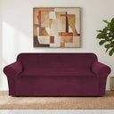 H.Versailtex 1 Piece Stretch Velvet Sofa Covers for Cushion Couch Covers with Non Slip Elastic Bottom