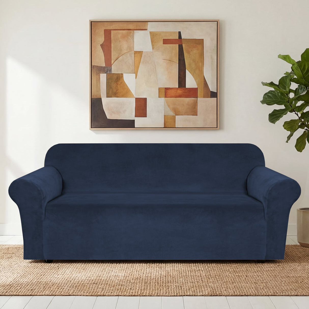 H.Versailtex 1 Piece Stretch Velvet Sofa Covers for Cushion Couch Covers with Non Slip Elastic Bottom