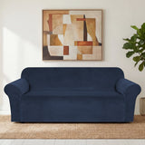 H.Versailtex 1 Piece Stretch Velvet Sofa Covers for Cushion Couch Covers with Non Slip Elastic Bottom