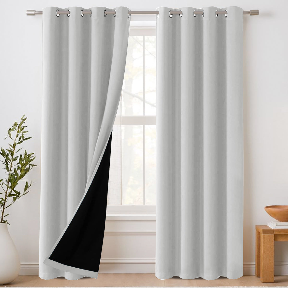 H.Versailtex 100% Blackout Curtains with Black Liner 2 Panels Set